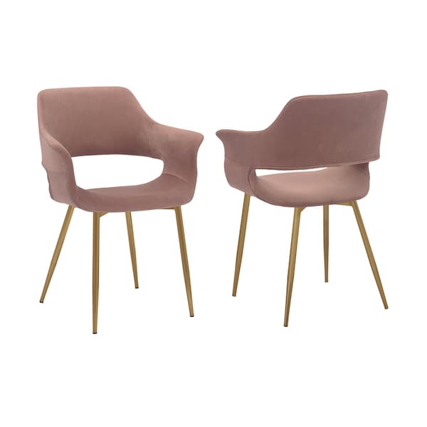 Armen Living Gigi Pink Velvet Dining Room Chair with Gold Metal Legs, PK2 LCGICHPINK - main